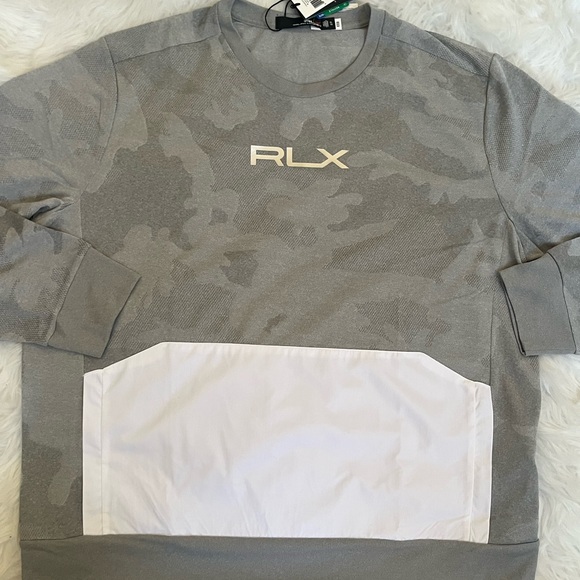 NEW RLX Ralph Lauren Gray Camo Pullover with zippered Pockets